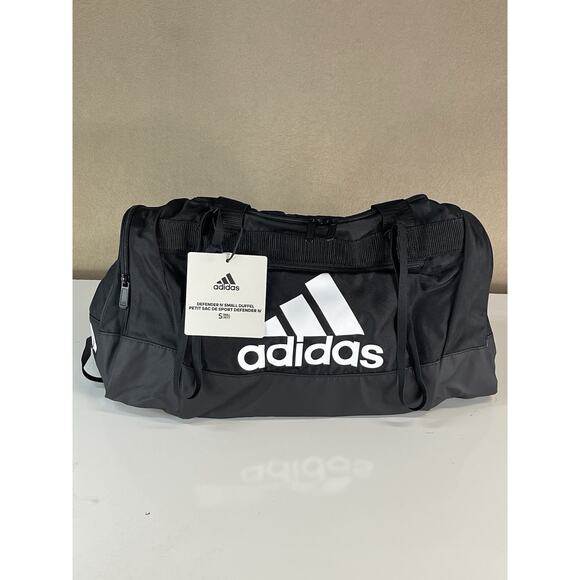 Adidas Defender IV Small Duffle Bag Black Durable Pockets Shoulder Strap Gym Bag - Picture 1 of 6